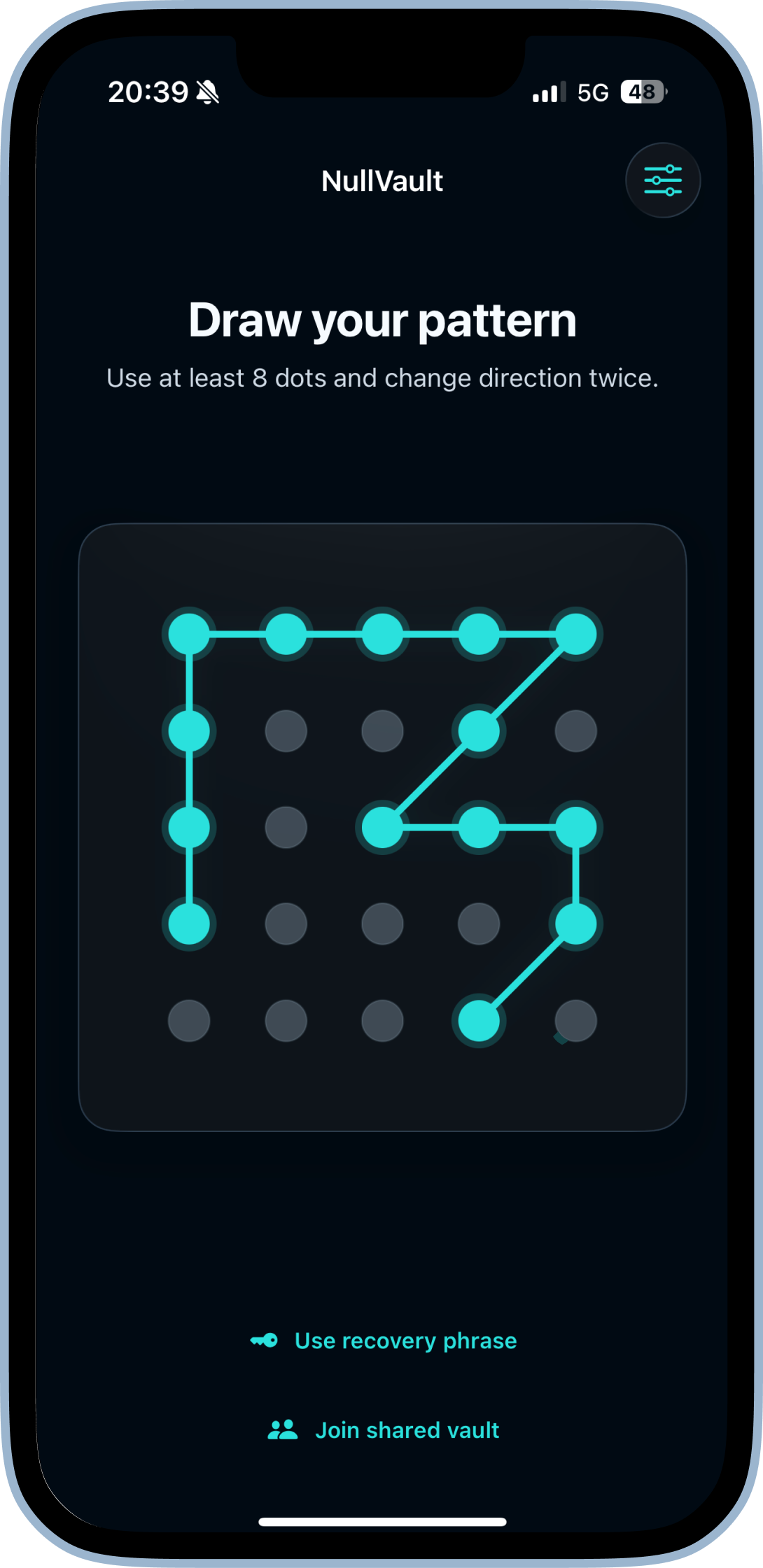 NullVault — Draw your pattern